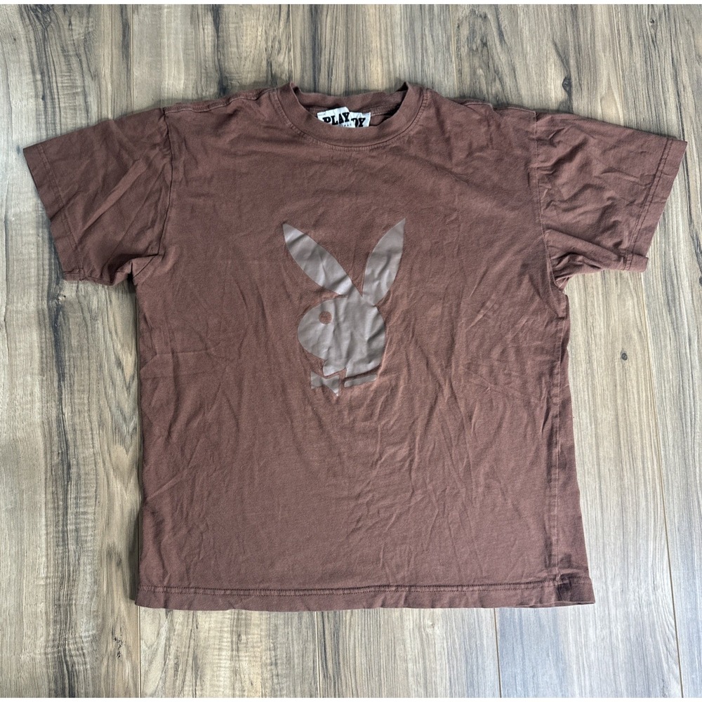 Playboy By Pacsun Mens T-Shirt Small Brown With Playboy Logo Short Sleeve